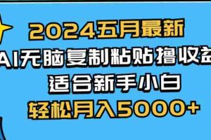 （10578期）2024五月最新AI撸收益玩法 无脑复制粘贴 新手小白也能操作 轻松月入5000+