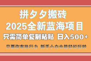 （14104期）拼夕夕搬砖  日入500+ 2025最新蓝海项目 只需简单复制粘贴 日入500+ 新…