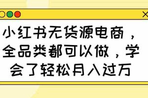 （14100期）小红书无货源电商，全品类都可以做，学会了轻松月入过万