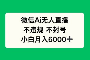 （14733期）微信AI无人直播，不违规 不封号 ，小白月入6000+