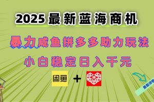 （14942期）最新闲鱼拼多多助力玩法 当下的蓝海商机 新手小白也能轻松操作 实现日…