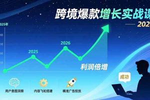 （17279期）跨境爆款增长实战课，教授用户意图洞察、内容飞轮搭建、精准广告投放，助力卖家2026年利润倍增