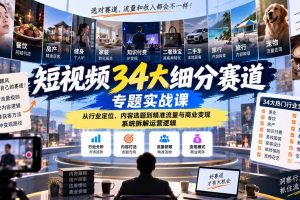 （20600期）短视频34大细分赛道专题实战课：从行业定位、内容选题到精准流量与商业变现，系统拆解运营逻辑