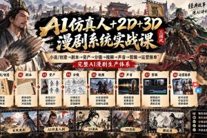 (20685期)AI仿真人+2D+3D漫剧系统实战课:小说/创意→剧本→资产→分镜→视频→声音→剪辑→运营接单,完整AI漫剧生产体系