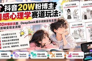 (20688期)抖音20W粉博主-情感心理学赛道玩法:从10种爆款选题、DeepSeek提示词到豆包生图与剪辑变现全流程