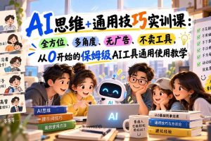 (20680期)AI思维+通用技巧实训课:全方位、多角度、无广告、不卖工具,从0开始的保姆级AI工具通用使用教学